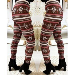 NWT Geometric Ethnic Peasant Boho Print Elastic Waist Multicolor Leggings